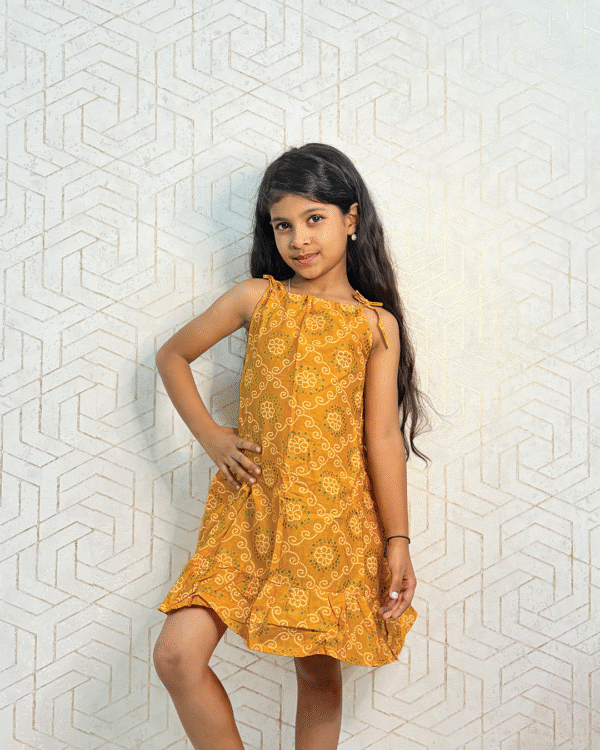 Mustard Sunshine: Sleeveless Cotton Frock