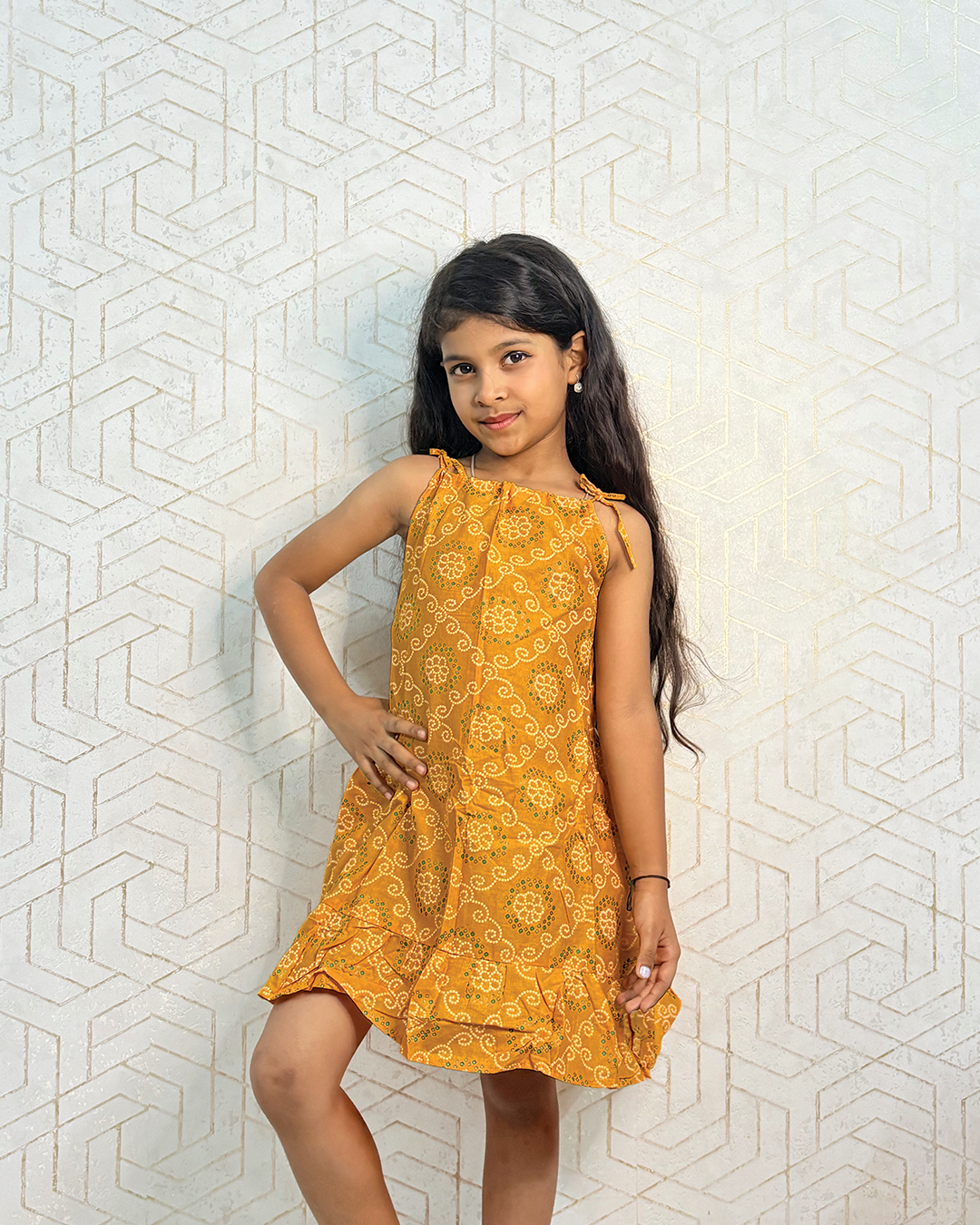 Mustard Sunshine: Sleeveless Cotton Frock