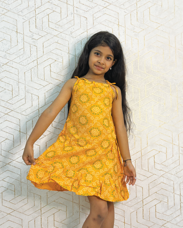 Mustard Sunshine: Sleeveless Cotton Frock - Image 4