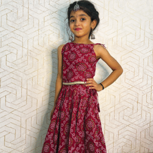 Classic Maroon Bandhej Lehenga Set