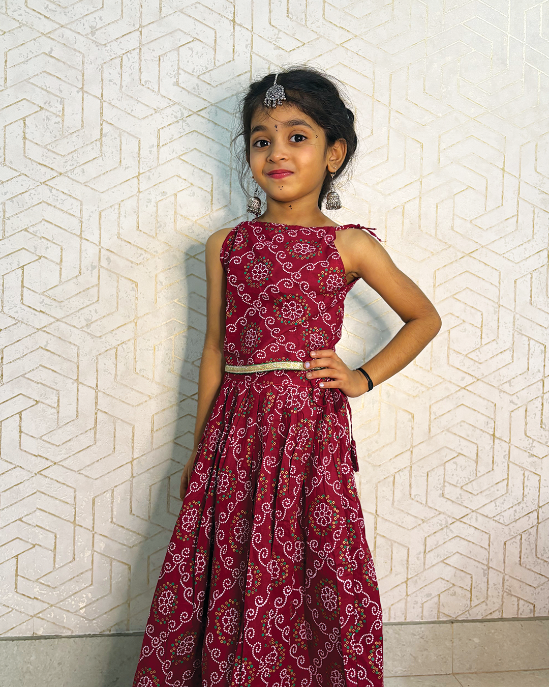 Classic Maroon Bandhej Lehenga Set