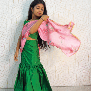 Gulbagh Grace: Green & Pink Lehenga Set