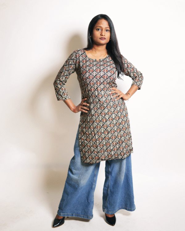 Leaf Whisper Handblock Kurti - Image 3