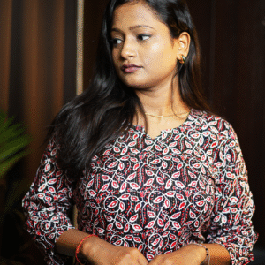 Crimson Bloom Ajrakh Kurti