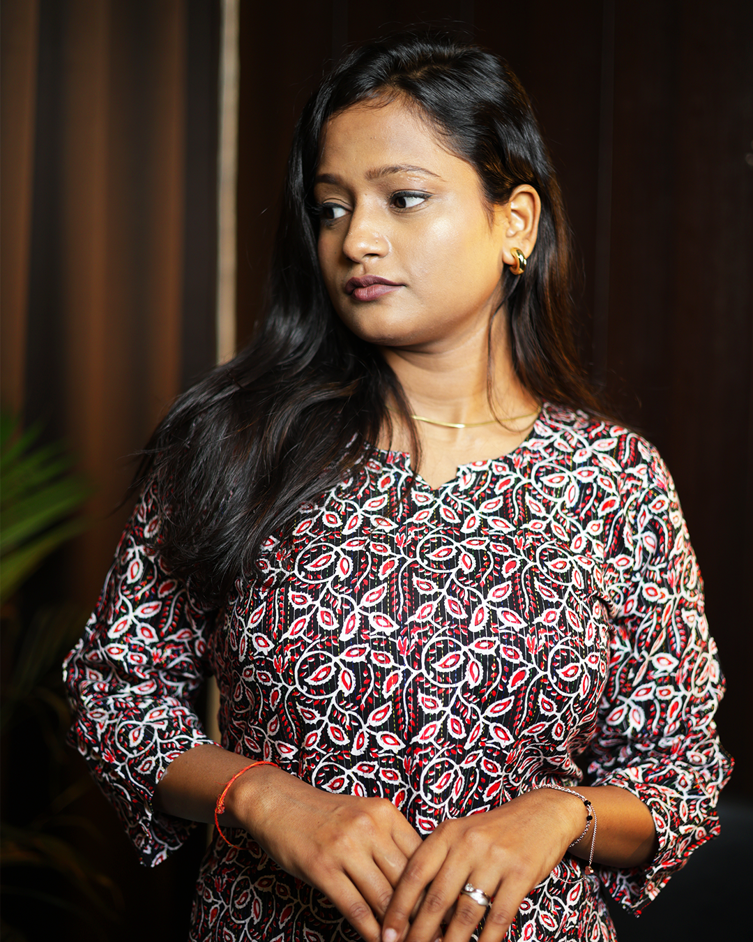 Crimson Bloom Ajrakh Kurti